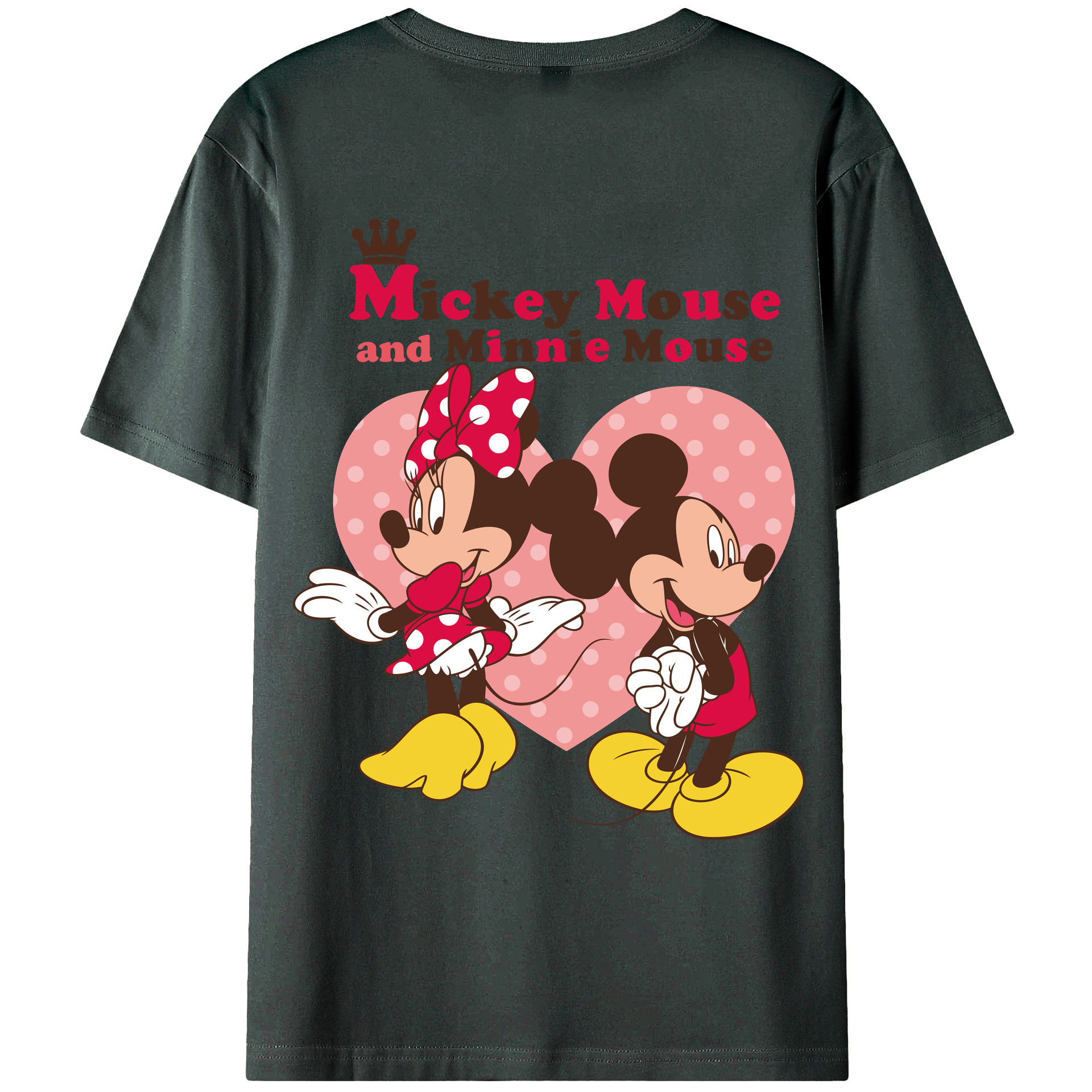ミッキーマウス Mickey Mouse 綿100％ メンズ半袖Tシャツ（バックプリント） 通気性